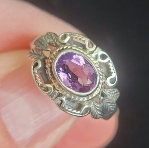 Genuine sterling silver amethyst ring
